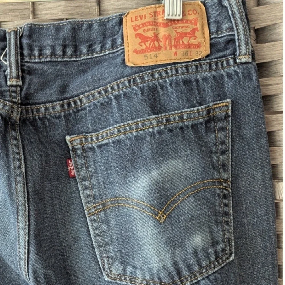 Levi's 514 Straight Fit Jeans Blue Medium Wash Denim Sz W36 L32 Casual Classic